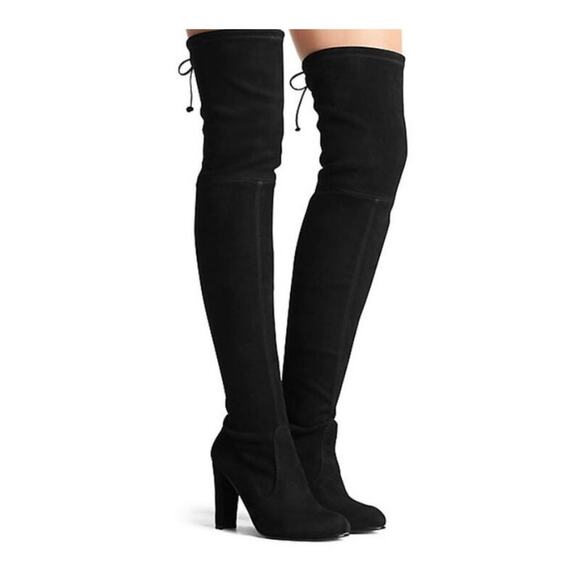 Stuart Weitzman NWOB Tipland Black Suede Over the Knee Boot Size 4M Stacked Heel - Picture 2 of 15
